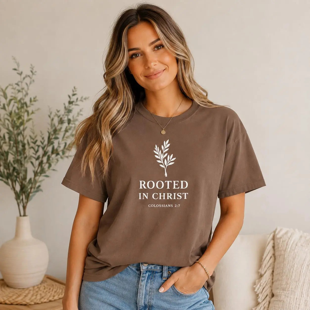 Rooted in Christ T-Shirt | Faith Tee | Bible Verse T-Shirt | Faith-Based Gift for Women | Christian Comfort Colors