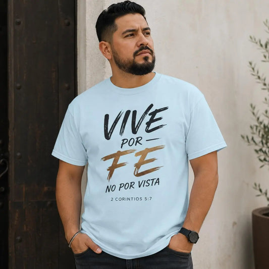 Spanish Christian Shirt | Vive Por Fe No Por Vista Tee | Spanish Faith Based T-Shirt | Spanish Comfort Colors Christian Tee
