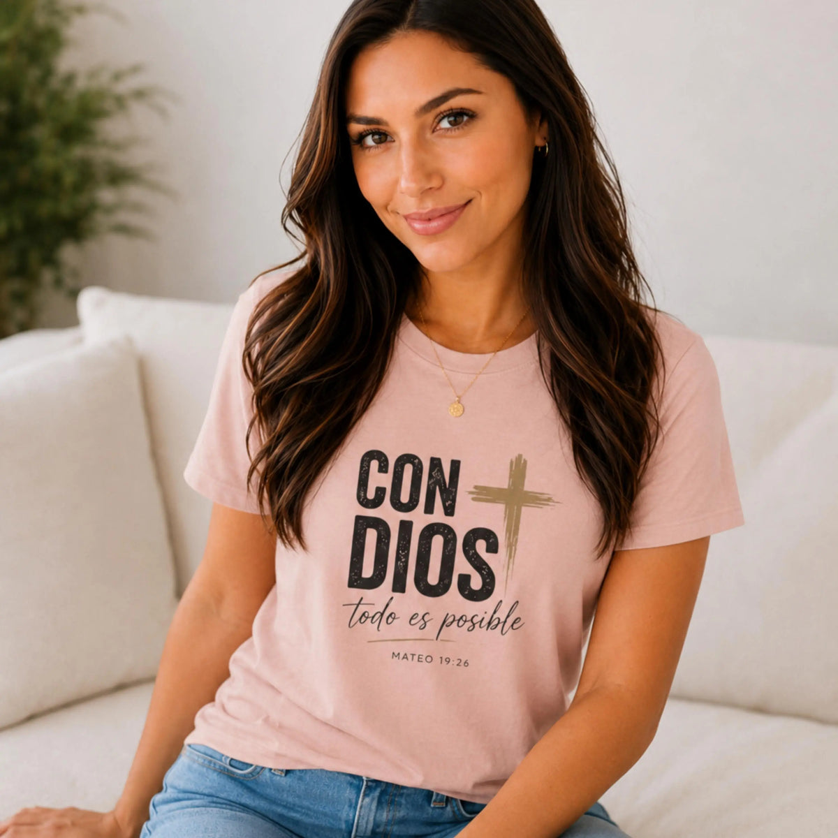 Playera Cristiana Para Mujer | Con Dios Spanish Faith Tee | Spanish Scripture Apparel | Spanish Christian Shirt