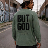 But God Long Sleeve Shirt, Trendy Christian Tee, Christian Streetwear, Faith Based Shirt, Religious Gift for Men, Christian Faith Apparel