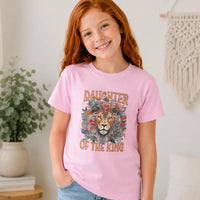Daughter of the King Lion Floral Youth Tee | Christian Faith Kids Shirt | Christian Kids T-Shirt | Christian Kids Gift