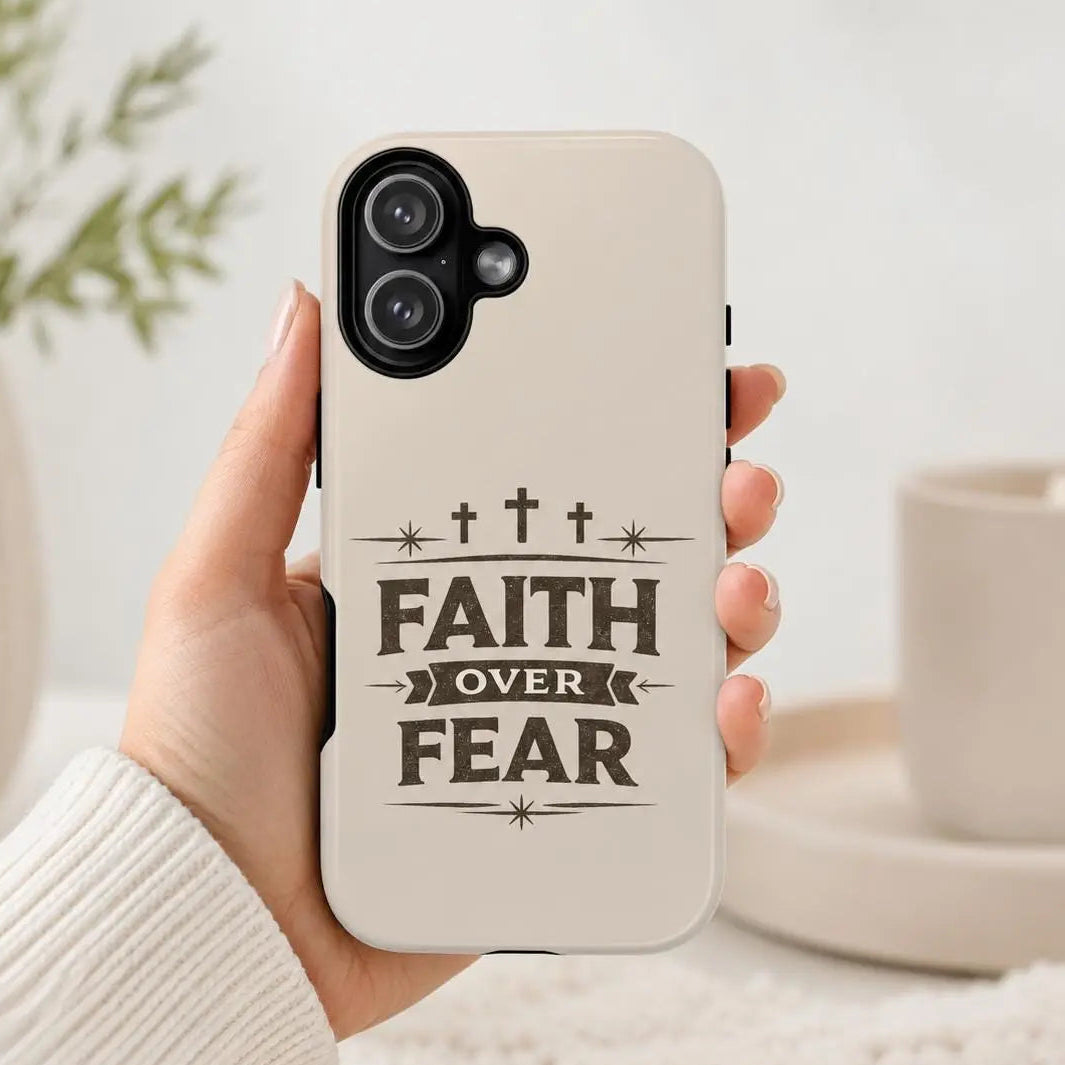 Faith Over Fear phone case | Christian typography iPhone case