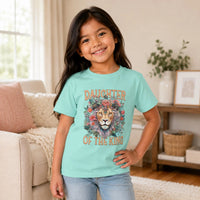 Daughter of the King Lion Floral Youth Tee | Christian Faith Kids Shirt | Christian Kids T-Shirt | Christian Kids Gift
