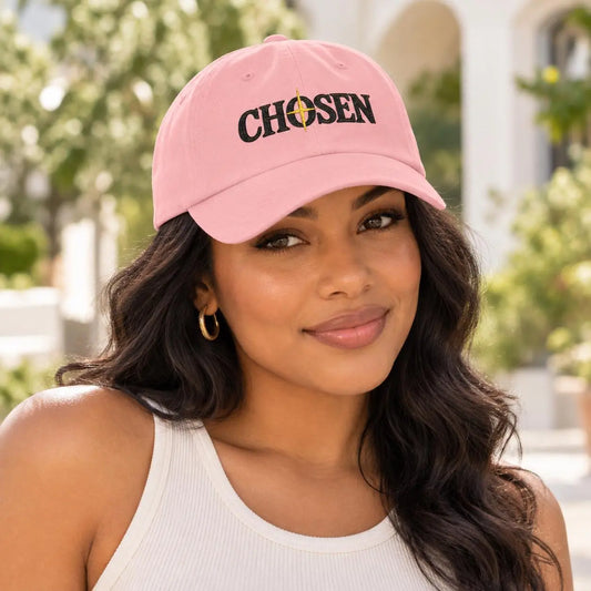 CHOSEN compass logo Cap | Embroidered dad hat, white adjustable