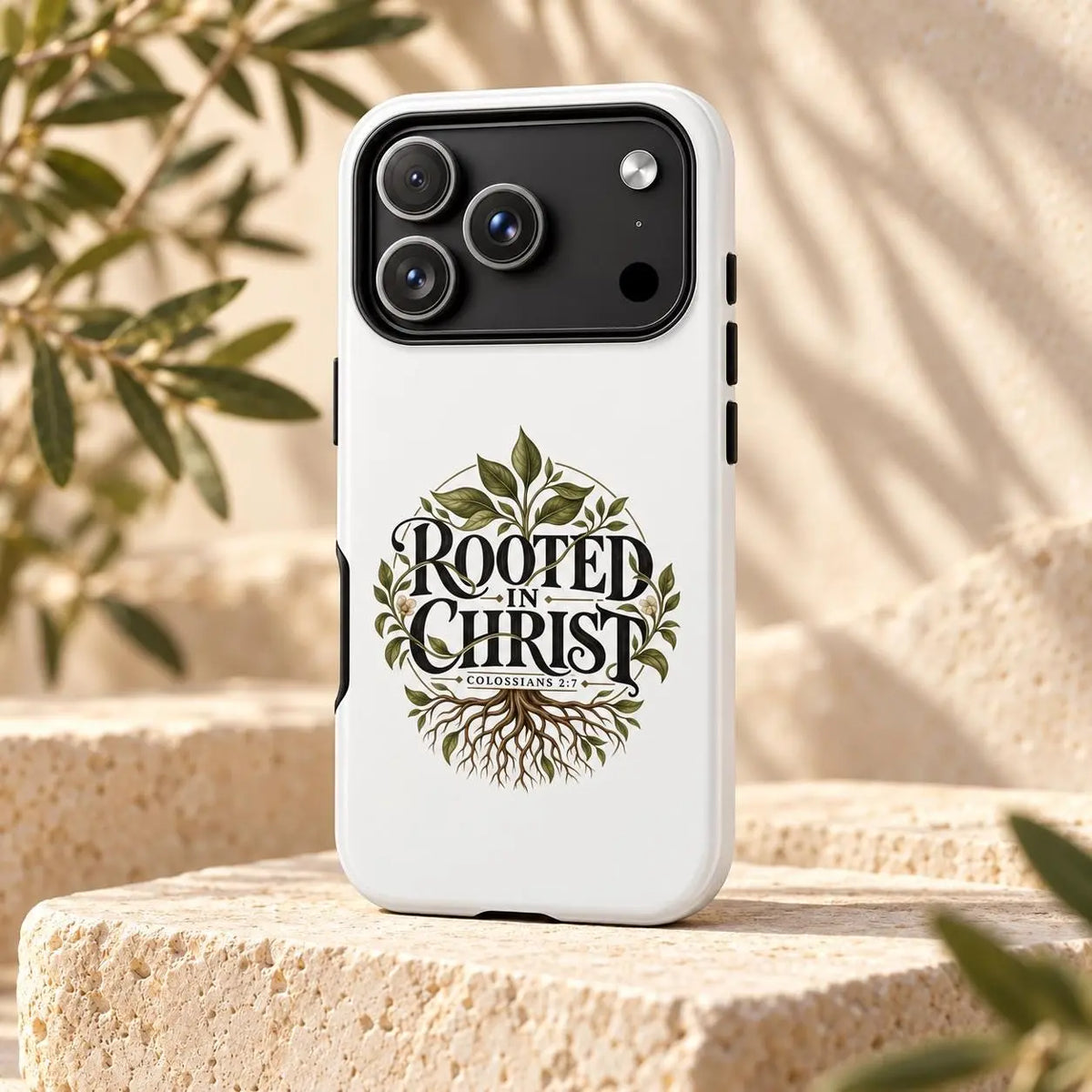 Rooted in Christ Phone Case, Colossians 2:7 Christian Case, iPhone Samsung Galaxy Google Pixel Cover, Faith Gift