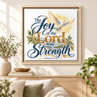 Joy of the Lord Scripture Wall Art, Framed Canvas Wall Art, Faith Inspired Home Decor, Religious Wall Art, Bible Verse Decor, Christian Gift