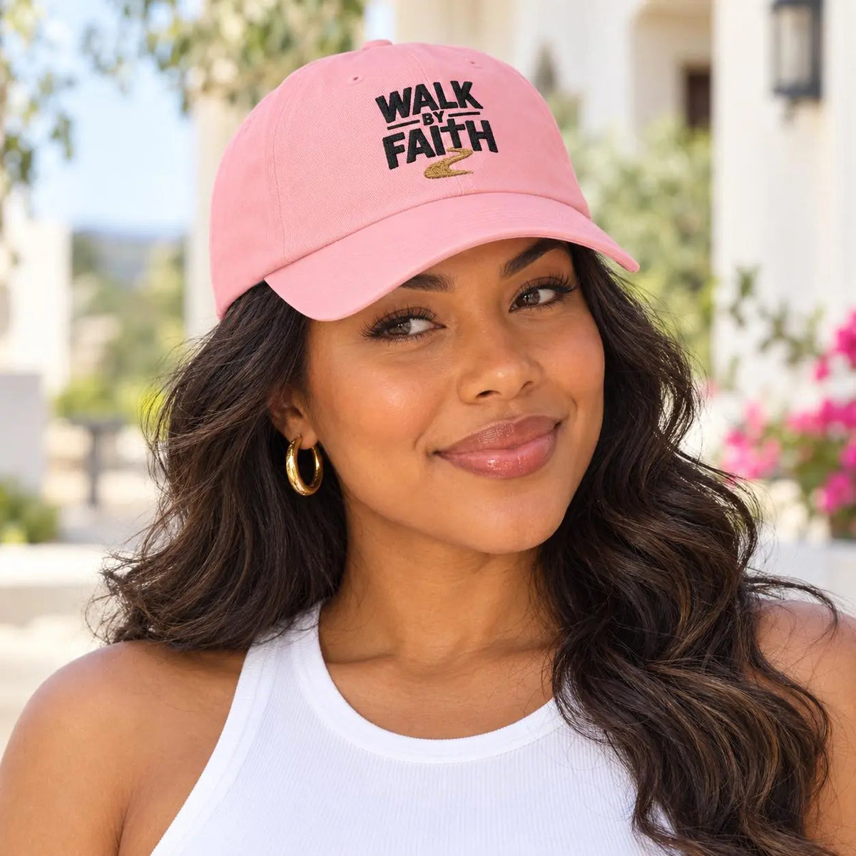 Walk by Faith Christian Hat, Embroidered Cotton Baseball Cap for Men and Women, Unisex Christian Design