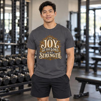 The Joy of the Lord Is My Strength Shirt, Men's Christian Performance Gym Tee, Christian Scripture Apparel, Christian Gym Apparel