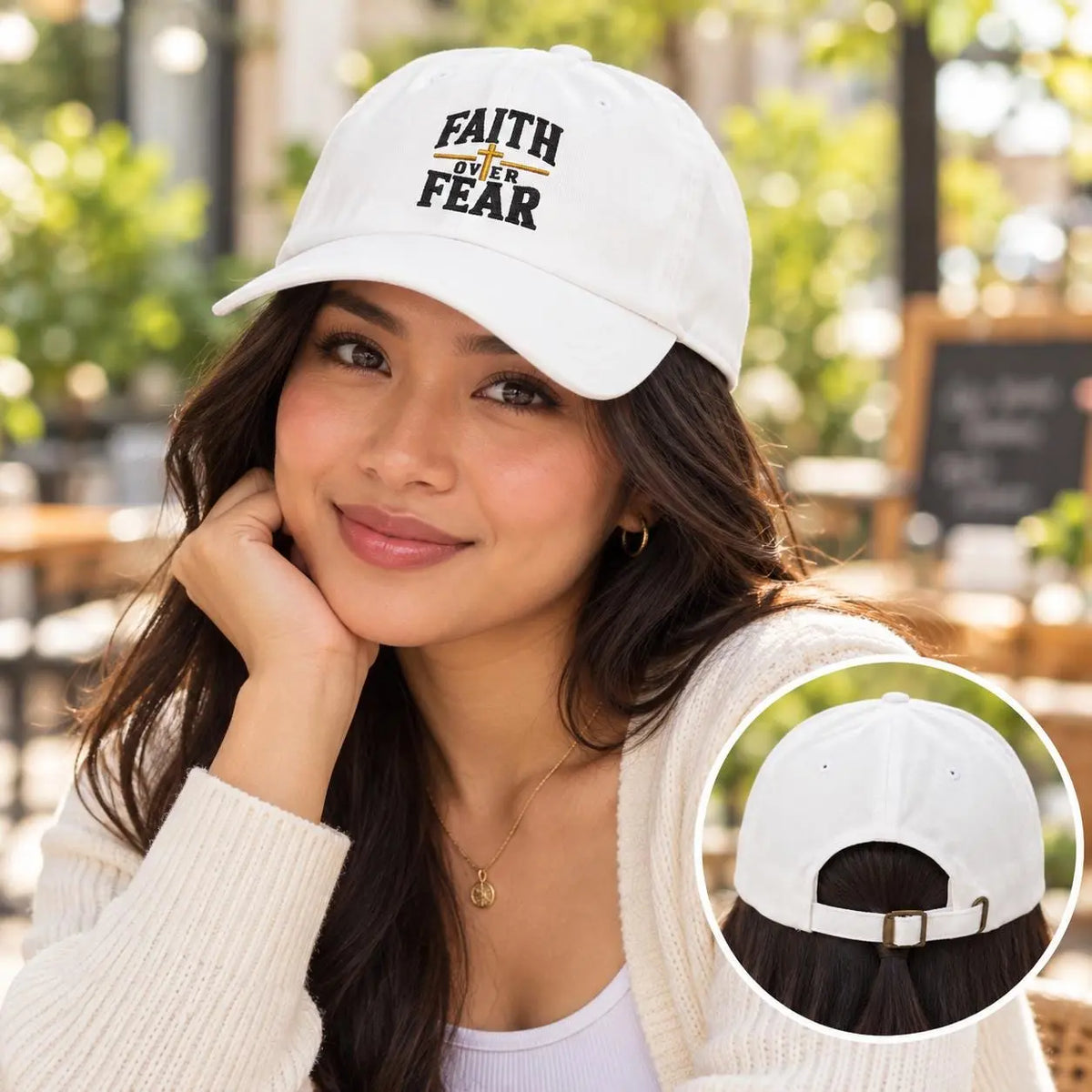 Faith Over Fear Dad Cap | Christian Cross Embroidered Baseball Hat