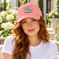 Fear Not embroidered dad cap | White baseball hat, vintage lettering