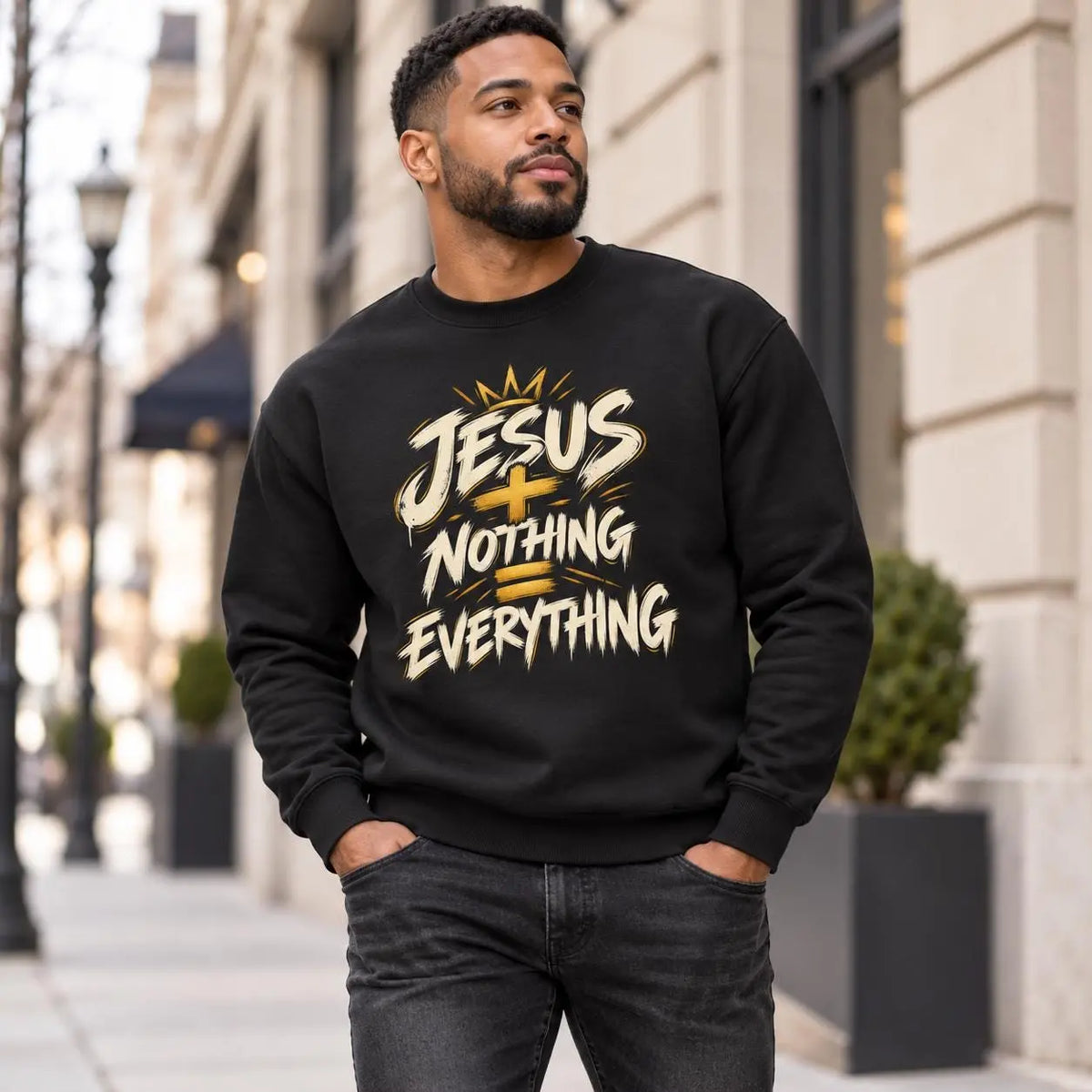 Jesus Is Everything Crewneck | Christian Faith Graphic Sweatshirt | Christian Crewneck Sweatshirt | Faith Gift for Men