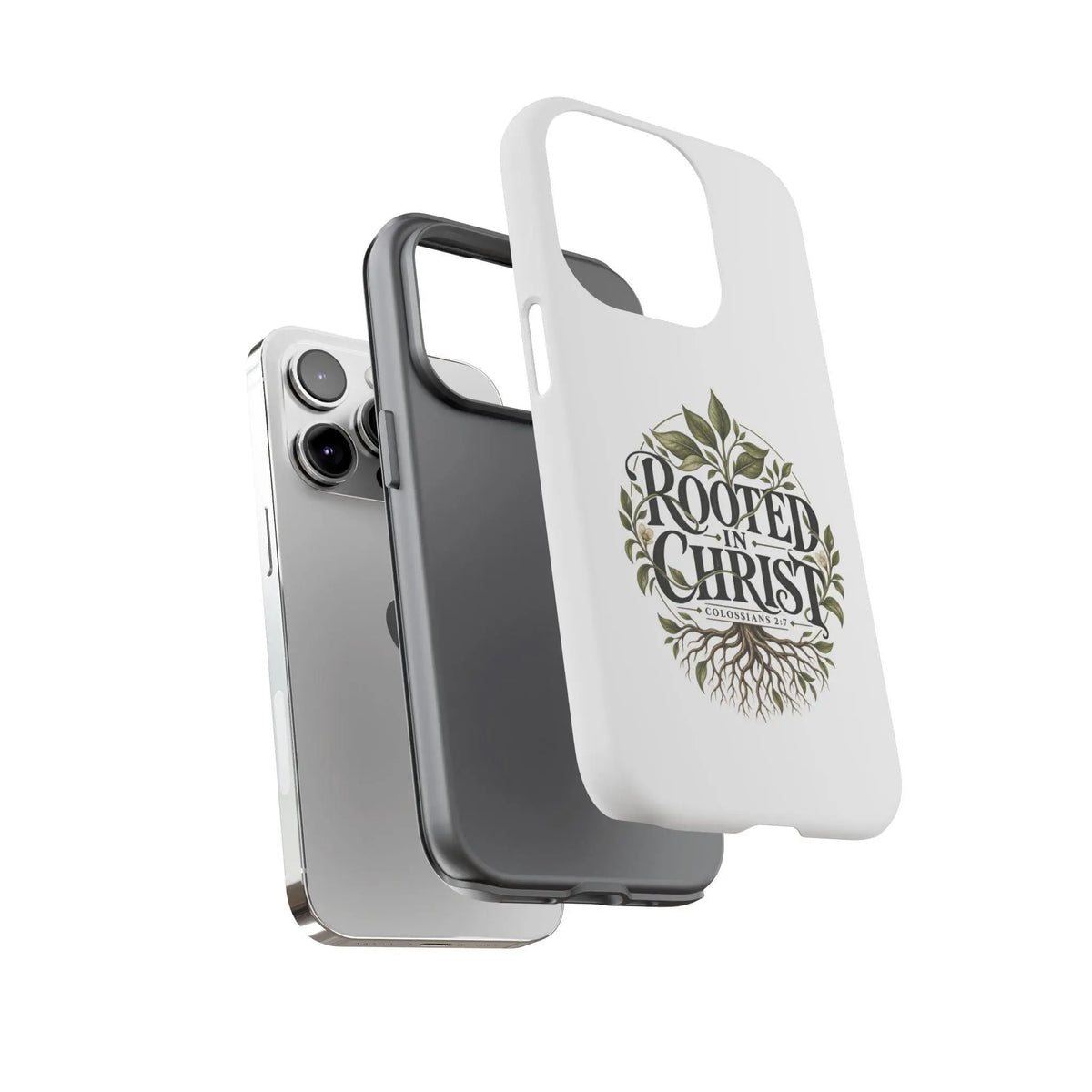 Rooted in Christ Phone Case, Colossians 2:7 Christian Case, iPhone Samsung Galaxy Google Pixel Cover, Faith Gift