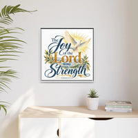 Joy of the Lord Scripture Wall Art, Framed Canvas Wall Art, Faith Inspired Home Decor, Religious Wall Art, Bible Verse Decor, Christian Gift