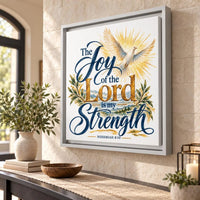 Joy of the Lord Scripture Wall Art, Framed Canvas Wall Art, Faith Inspired Home Decor, Religious Wall Art, Bible Verse Decor, Christian Gift