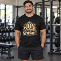 The Joy of the Lord Is My Strength Shirt, Men's Christian Performance Gym Tee, Christian Scripture Apparel, Christian Gym Apparel