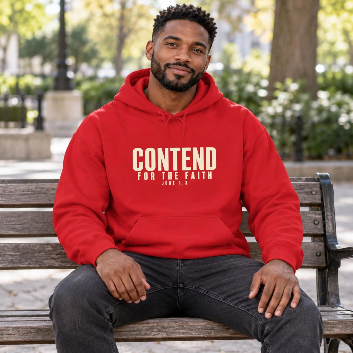 Contend for the Faith Christian Hoodie, Faith Based Pullover Sweatshirt, Church Sweater, Christian Streetwear, Gift For Christian Dad
