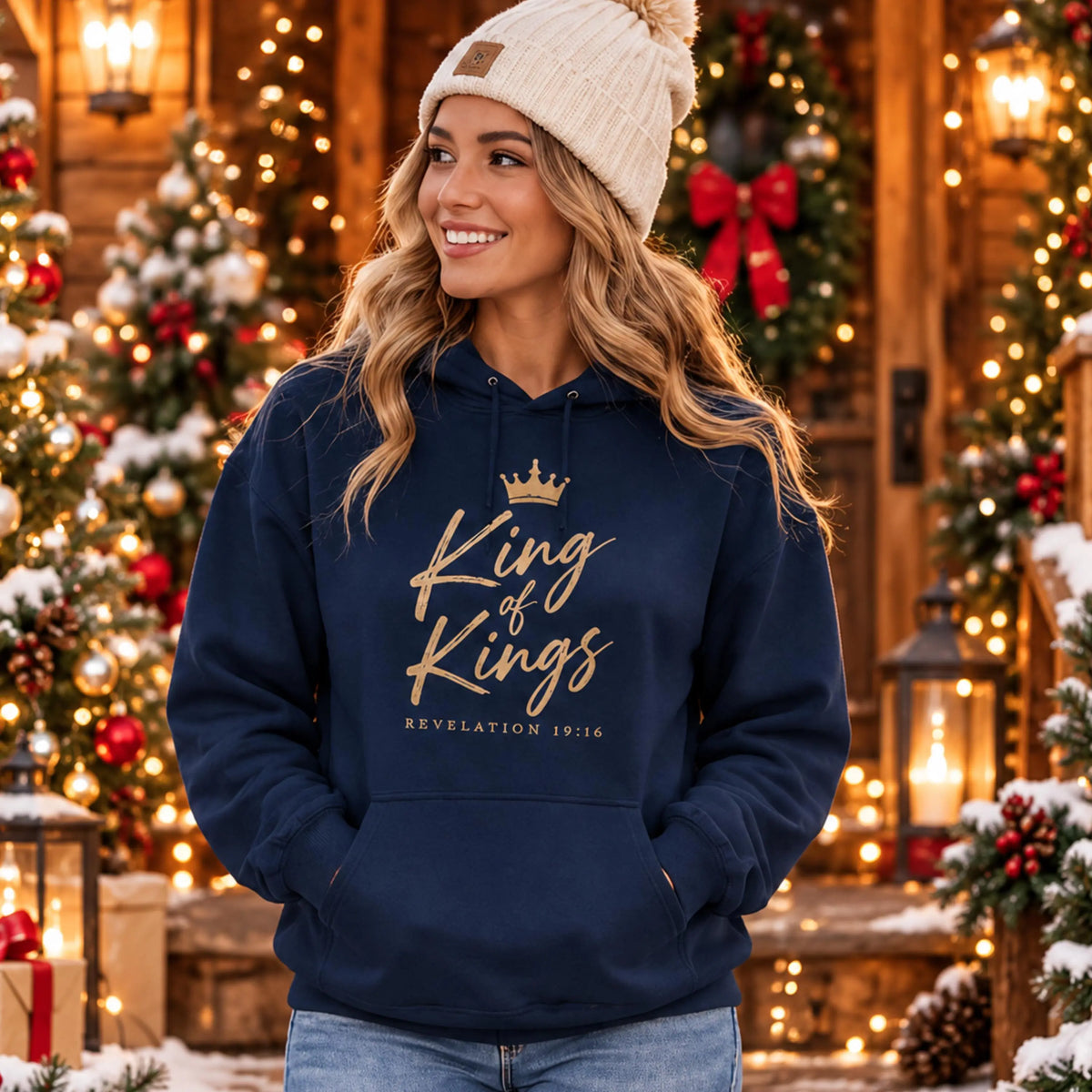King of Kings Christian Hoodie, Jesus Faith Apparel, Religious Gift for Men & Women, Christmas Gift for Youth Pastor