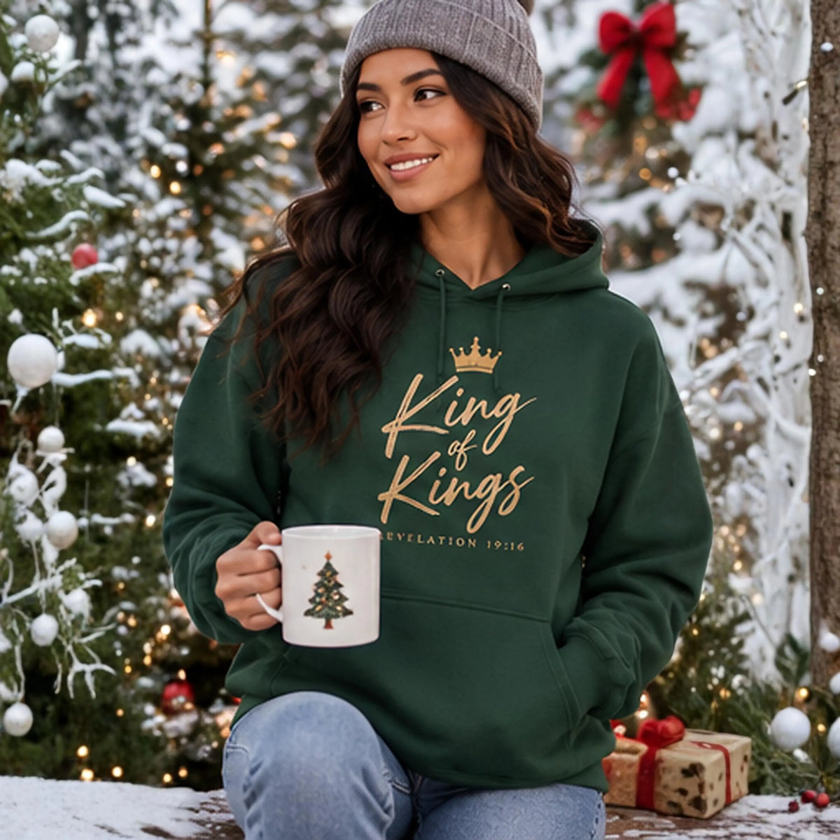 King of Kings Christian Hoodie, Jesus Faith Apparel, Religious Gift for Men & Women, Christmas Gift for Youth Pastor