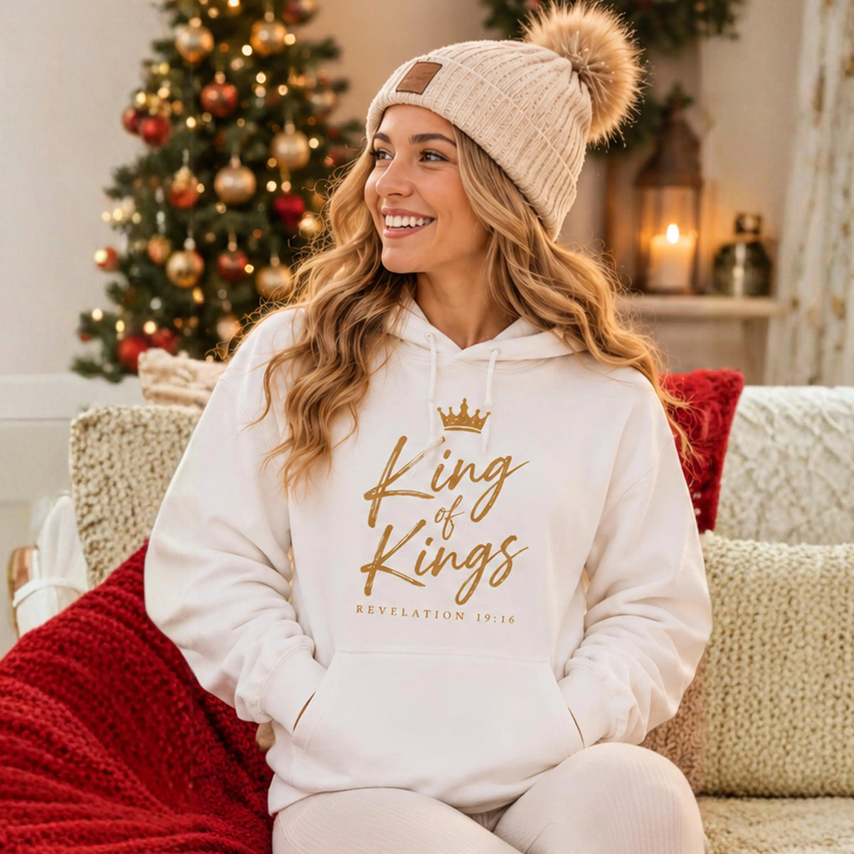 King of Kings Christian Hoodie, Jesus Faith Apparel, Religious Gift for Men & Women, Christmas Gift for Youth Pastor