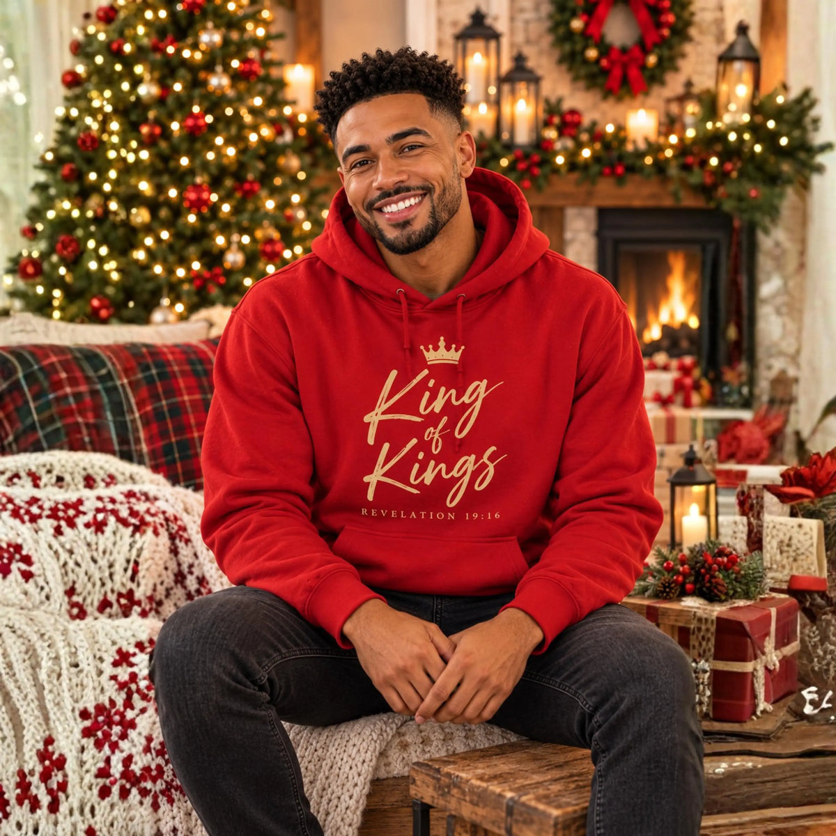 King of Kings Christian Hoodie, Jesus Faith Apparel, Religious Gift for Men & Women, Christmas Gift for Youth Pastor