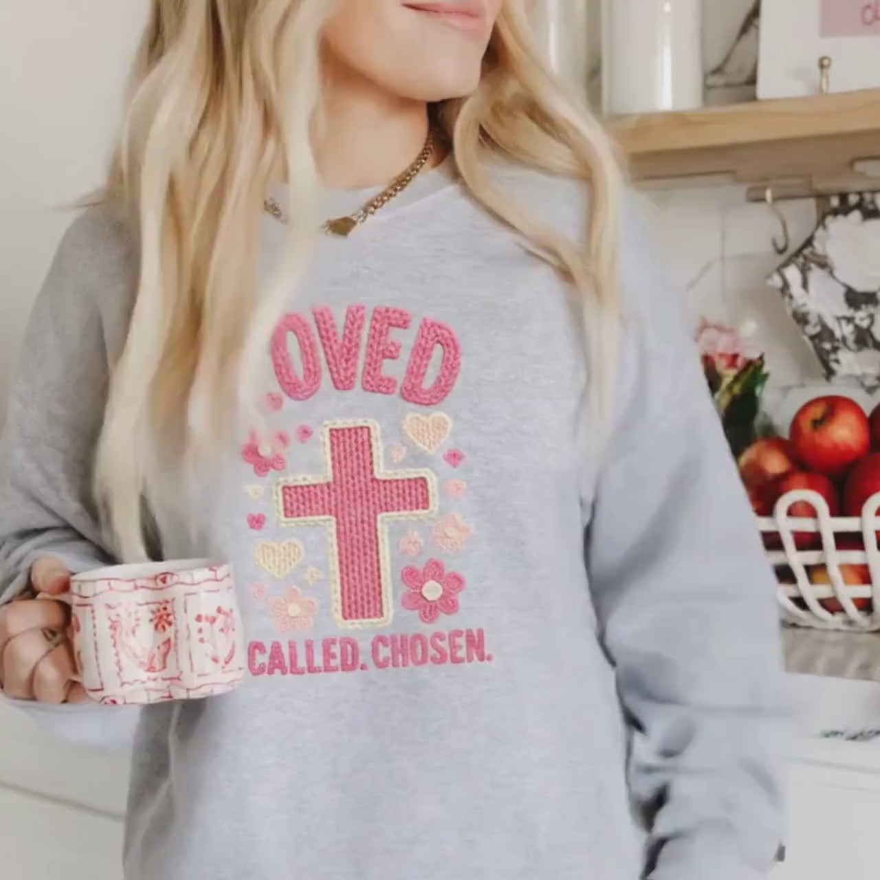 Loved Called Chosen Christian Sweatshirt, Valentine Faith Crewneck, Scripture Inspired Valentine Shirt, Christian Gift for Her