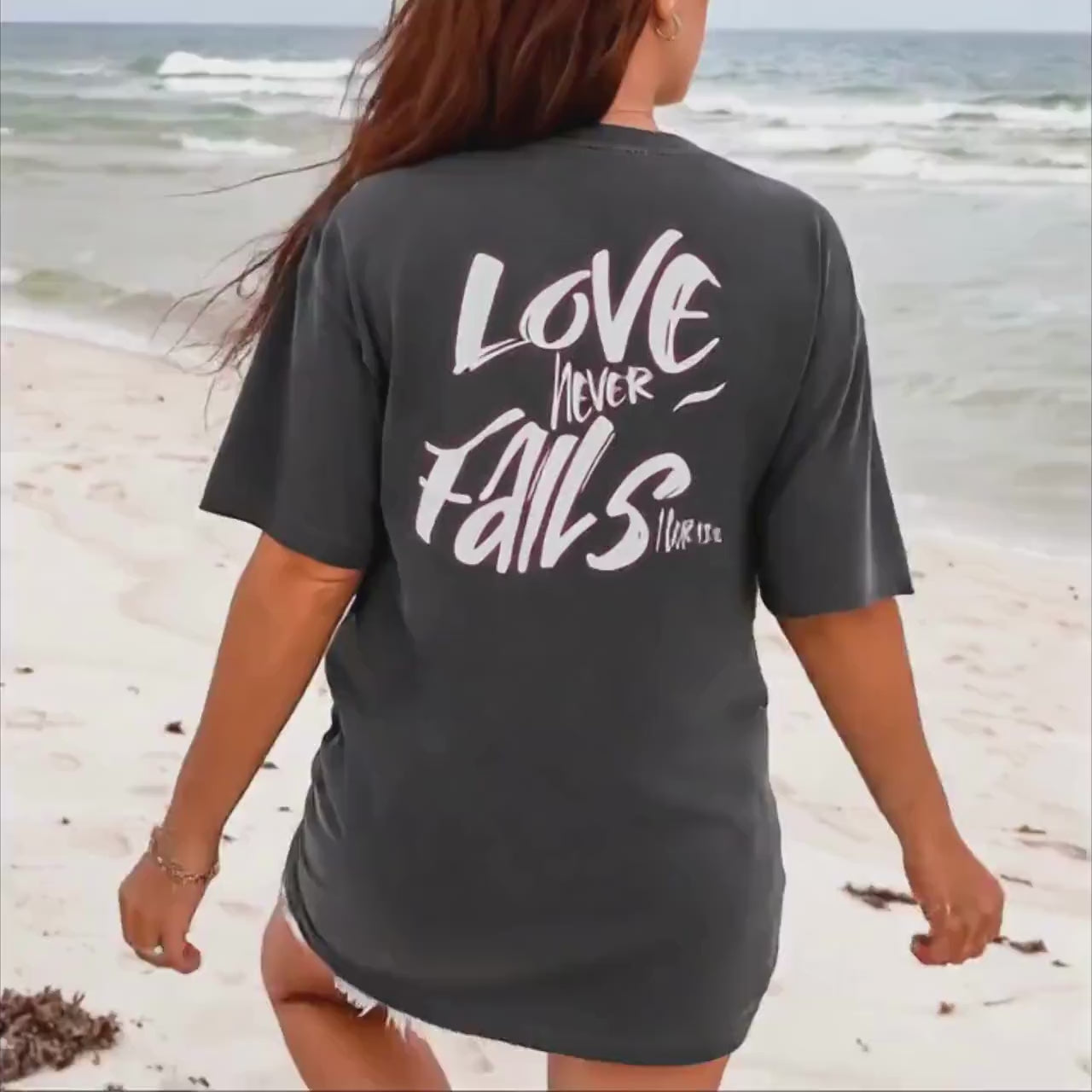 Love never Fails Comfort Colors® Christian Shirt, Jesus lover gift, Boho Christian Shirt, Religious top, Trendy Christian Oversized T-Shirt