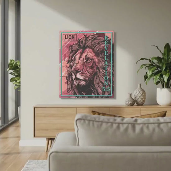 Lion of Judah Large Christian Wall Art | Modern Scripture Art | Canvas Wall Art | Revelation Artwork