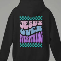 Jesus Over Everything Hoodie, Christian Streetwear Hoodie, Faith Based Graphic Hoodie, Mens Christian Sweatshirt, Worship Apparel