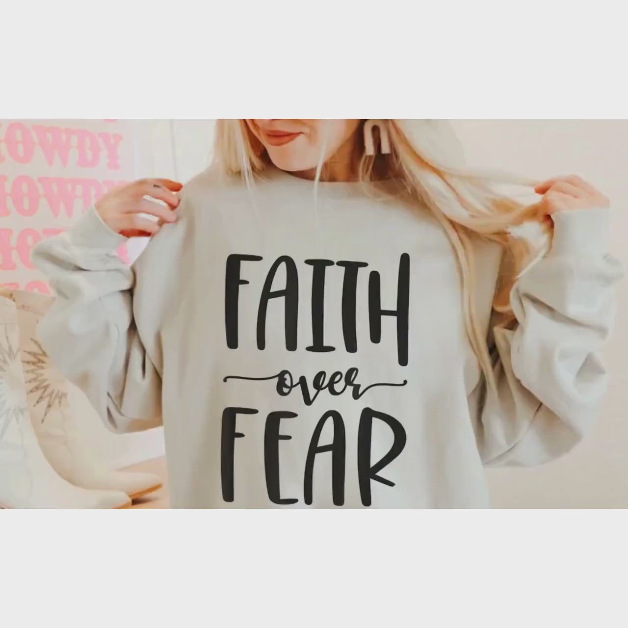 Faith Over Fear Sweatshirt – Christian Women’s Gildan 18000 Crewneck – Bible Verse Sweater – Christian mom Gift – Faith Based Apparel