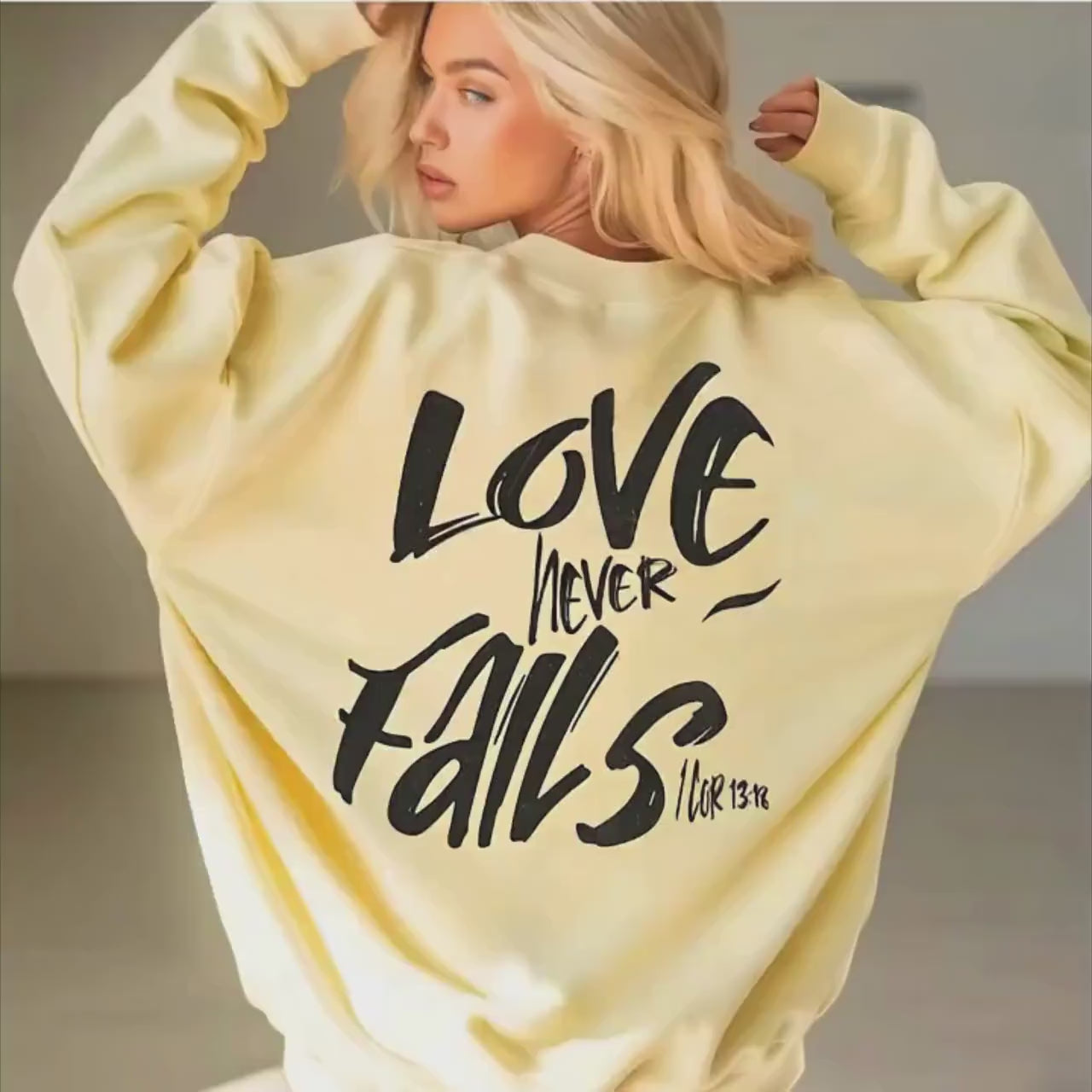 Love Never Fails Comfort Colors Sweatshirt, Bible Verse Apparel, Christian Long Sleeve, Christian gift, Bible Verse Shirt, Jesus sweatshirt