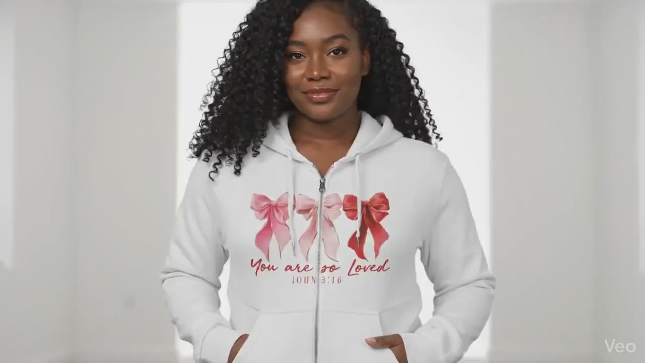 Christian Zip Hoodie | John 3:16 Sweatshirt | Christian Bow Hoodie | Womens Christian Clothing