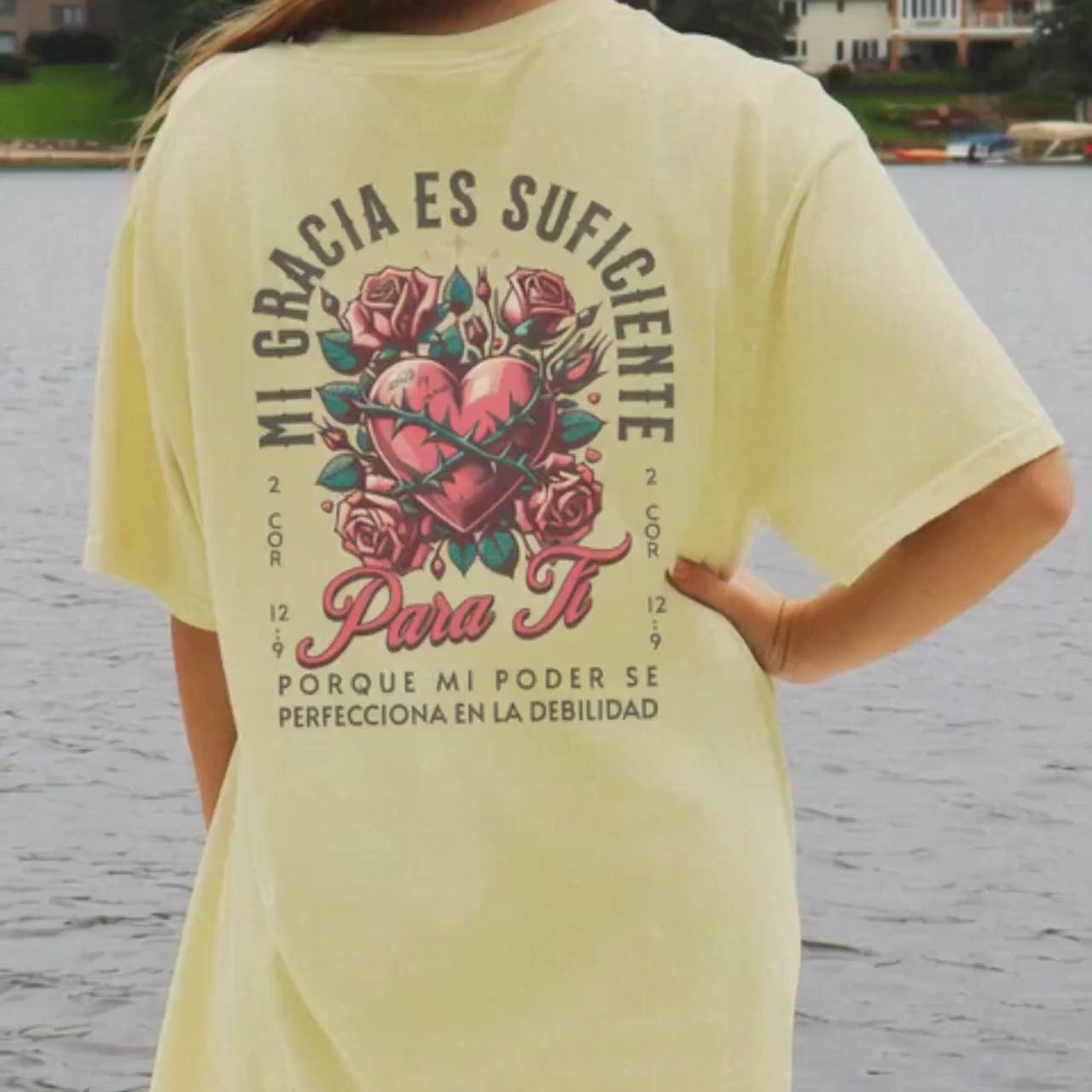 My Grace is Sufficient Spanish Bible Verse Christian T-shirt, Jesus tee, Latin Christian shirt, Hispanic Catholic Clothing, Sagrado Corazon