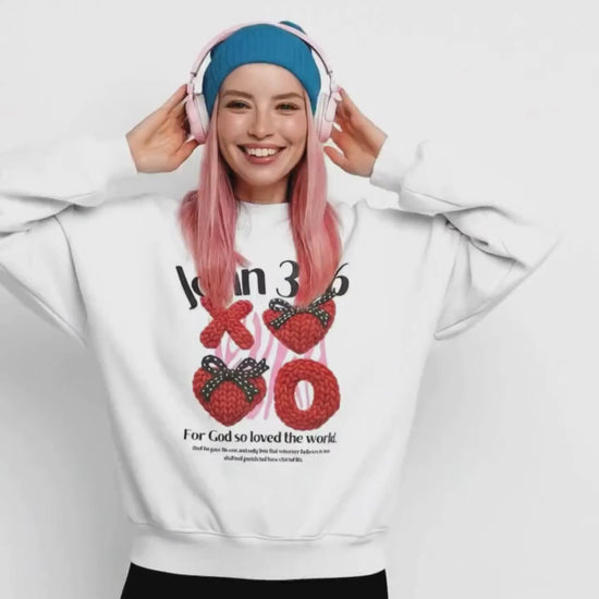 John 3:16 XOXO Heart Sweatshirt | Christian Valentine Sweatshirt | Jesus Loves You Christian Apparel