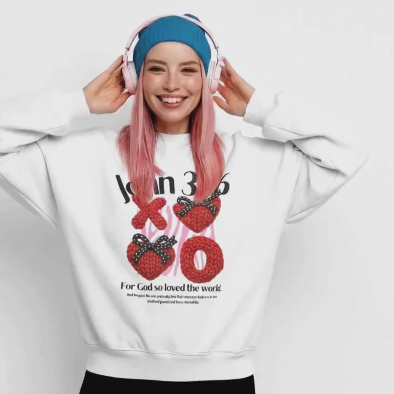 John 3:16 XOXO Heart Sweatshirt | Christian Valentine Sweatshirt | Jesus Loves You Christian Apparel