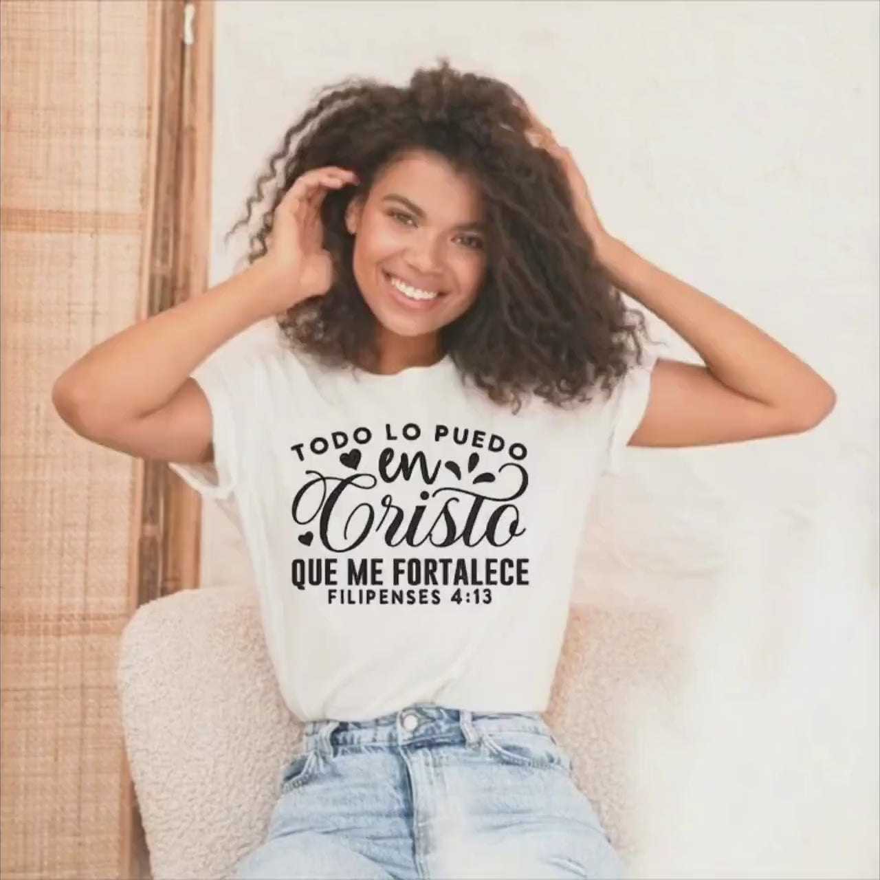 Christian Spanish T-Shirt, Spanish Religious Tee, Bible Verses in Español, Latino Christian gift, Spanish Faith Apparel, Phillipians 4:13