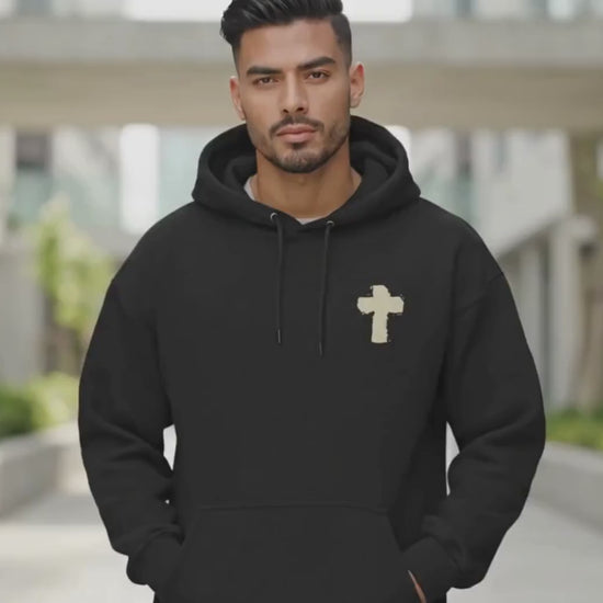 Words on Back Bible Verse Hoodie | Faith over Fear | Mens Trendy Christian Hoodie | Christian Boyfriend Gift | Faith Based Church Gear