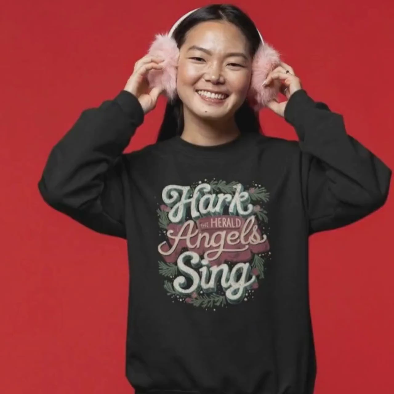 Christian Christmas Sweatshirt – Hark the Herald Angels Sing Crewneck – Religious Holiday Sweater – Faith Based Gift for Him Her