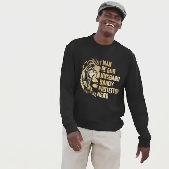 Man of God Sweatshirt – Christian Men’s Lane Seven Hoodie – Lion Print Design – Faith Based Apparel - Men’s Faith Based Clothing