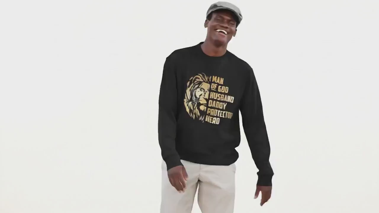 Man of God Sweatshirt – Christian Men’s Lane Seven Hoodie – Lion Print Design – Faith Based Apparel - Men’s Faith Based Clothing