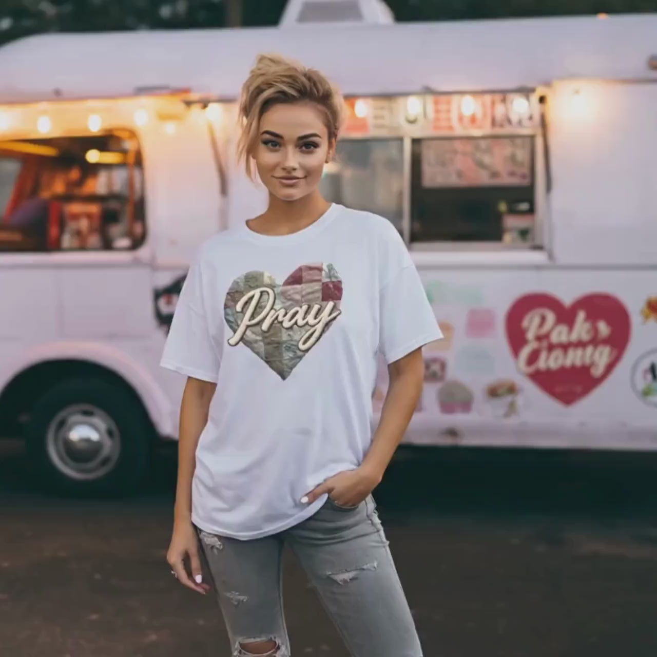 Pray Comfort Colors T-Shirt, Faux Patchwork shirt, Christian Graphic Tee, Faith Based Shirt, Prayer Heart Design