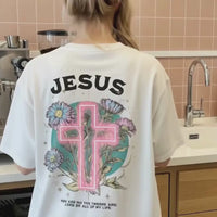 Jesus Neon Cross T-Shirt, Comfort Colors Women’s Christian Tee, Faith Based Tee, Women’s Faith Graphic T-Shirt, Christian wife gift