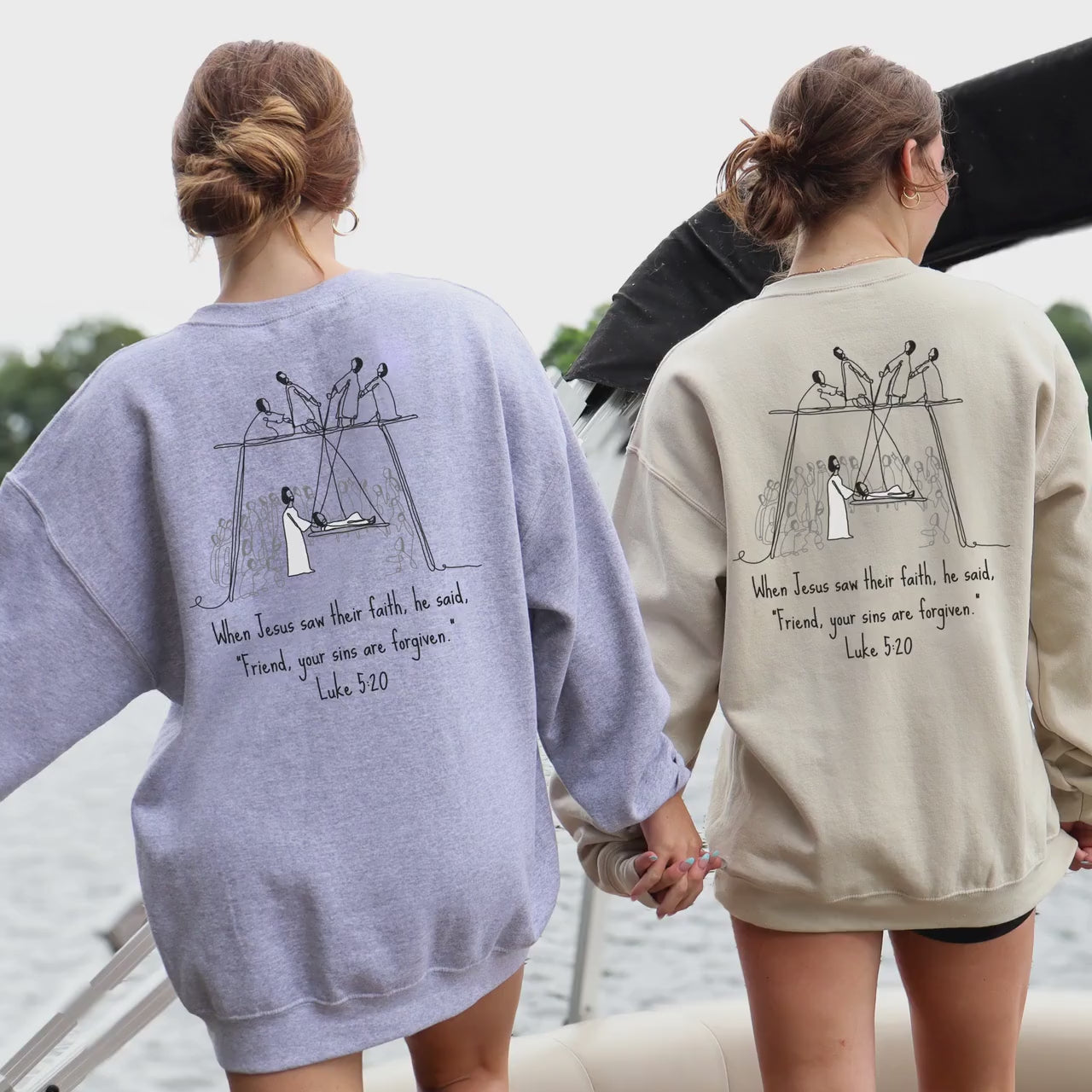 Luke 5:20 sweatshirt, Christian Line art sweatshirt, christian mom gift, youth pastor gift, Bible Verse Apparel, trendy Christian Clothing,
