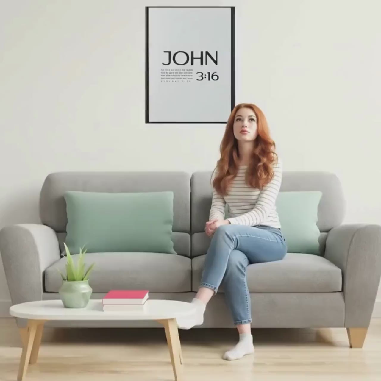 John 3:16 Scripture Wall Art – Framed Christian Matte Canvas – Bible Scripture Art - Faith Gift idea - Christian Home Decor - Jesus Art