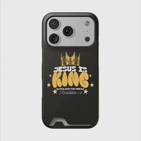Jesus Is King phone case with card holder - Christian Cell Phone Case - Christian Gift For Dad