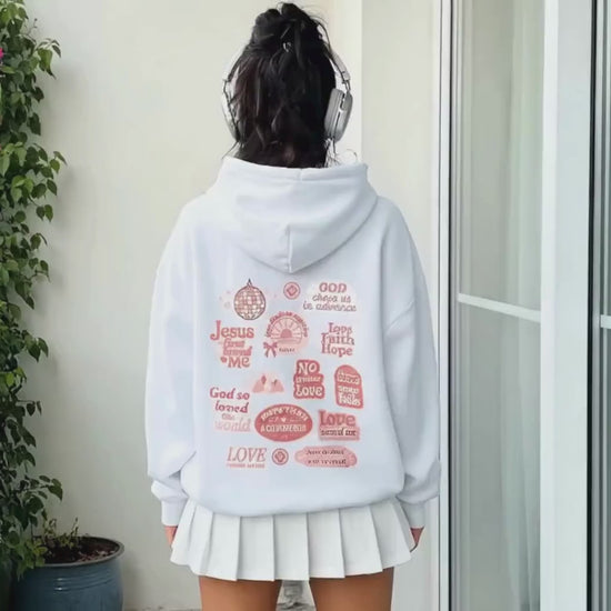 Christian Sticker Hoodie, Trendy Christian Apparel, Cute Christian Sweatshirt, Gift for Christian Girlfriend