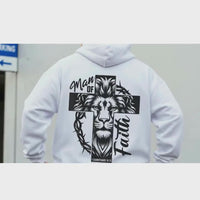 Man of Faith Hoodie – Christian Men’s Hoodie with Cross – Christian Graphic Sweatshirt – Faith Based Apparel Gift for Him, Jesus Hoodie