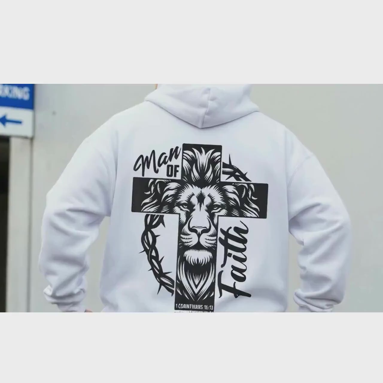 Man of Faith Hoodie – Christian Men’s Hoodie with Cross – Christian Graphic Sweatshirt – Faith Based Apparel Gift for Him, Jesus Hoodie