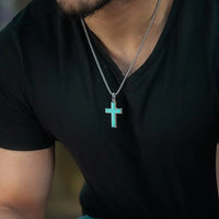 Turquoise Cross Pendant Necklace RTZN