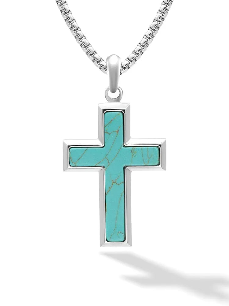 Turquoise Cross Pendant Necklace RTZN